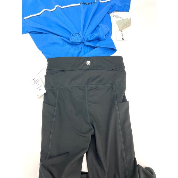 2PC DKNY T-Shirt & Cotton:On Full Length Black Tights Workout Gym Set XS NWT - Picture 6 of 7